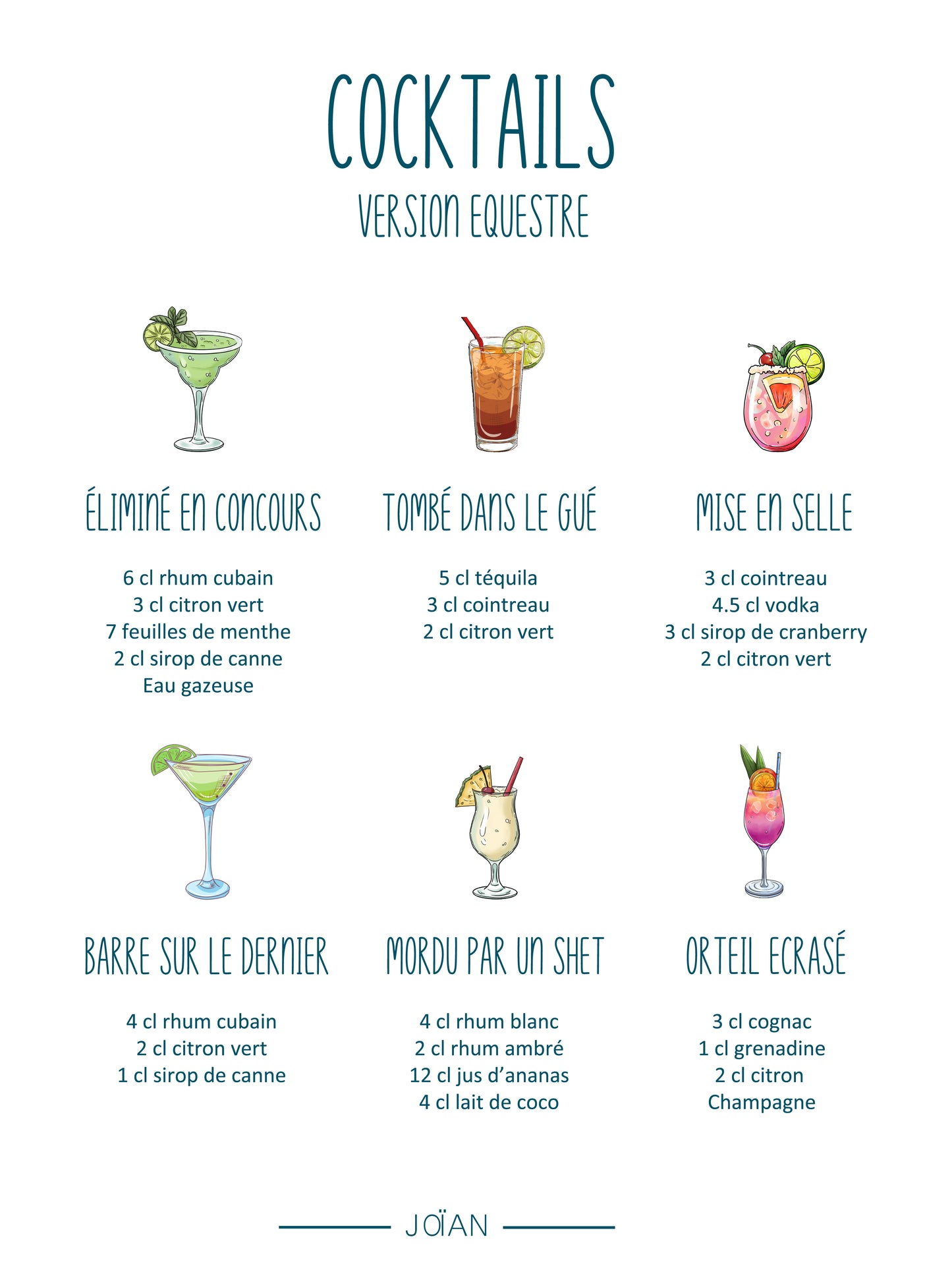 Affiche Cocktails équestres 30x40cm