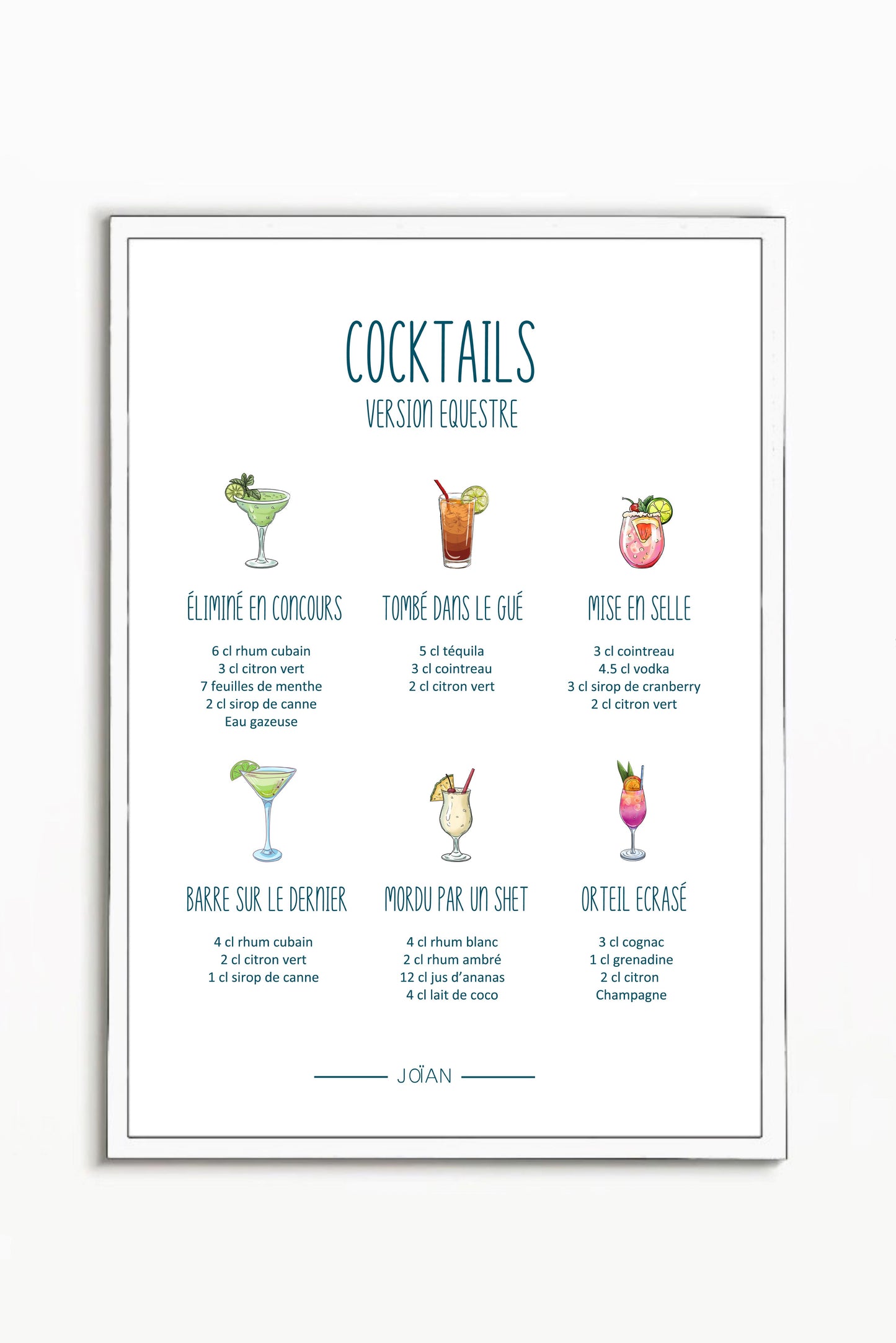 Affiche Cocktails équestres 30x40cm