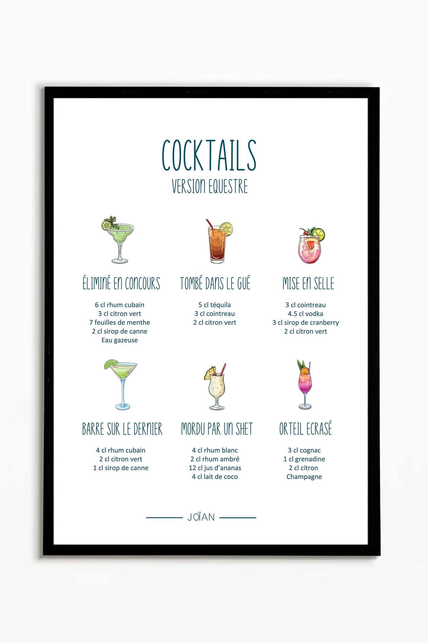 Affiche Cocktails équestres 30x40cm