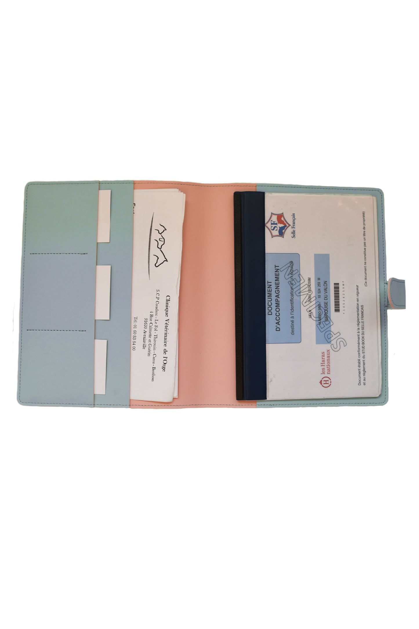 Protège carnet cheval Bleu ciel à personnaliser