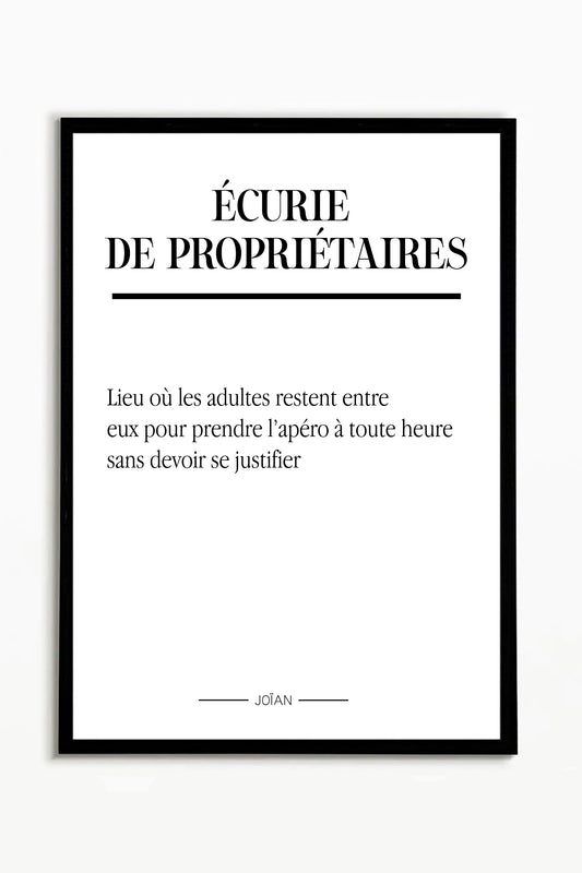 Affiche définition Ecurie de propriétaires 30x40cm
