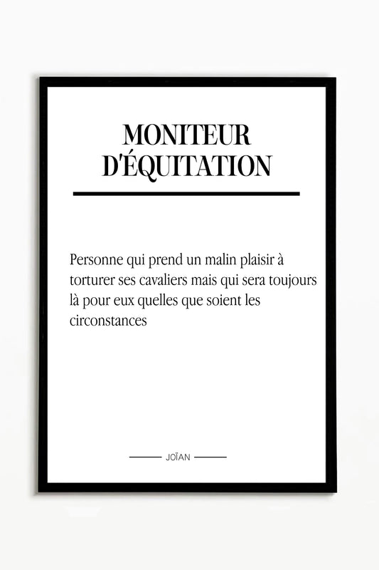 Affiche définition Moniteur d'équitation 30x40cm