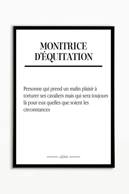 Affiche définition Monitrice d'équitation 30x40cm