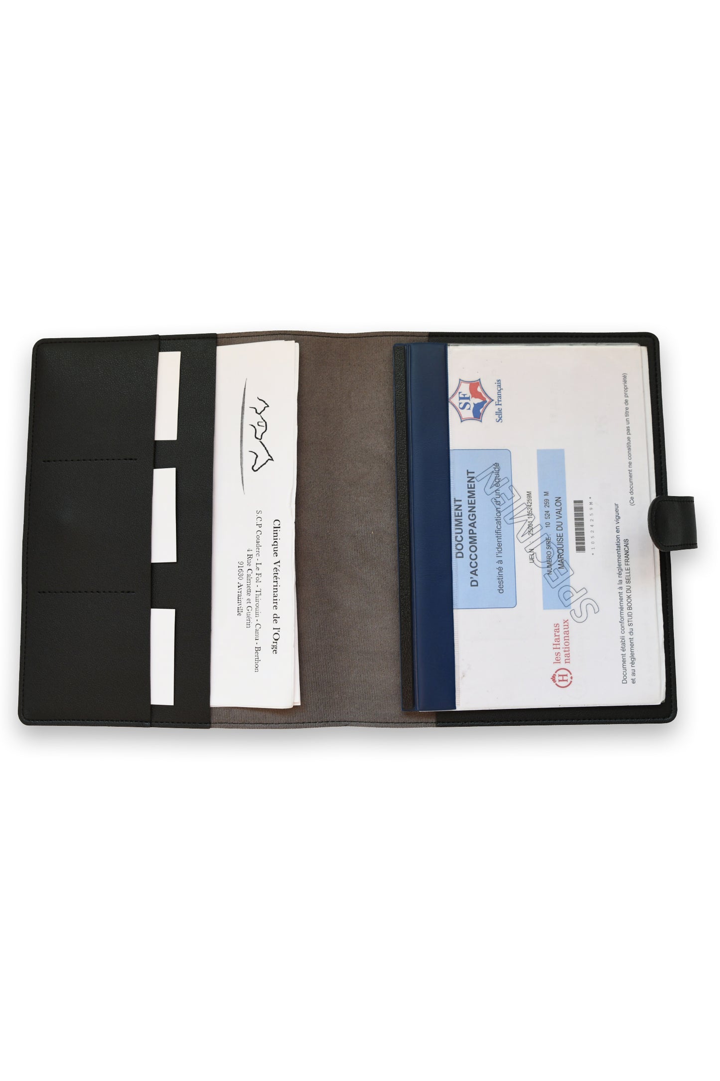 Protège carnet cheval Noir à personnaliser