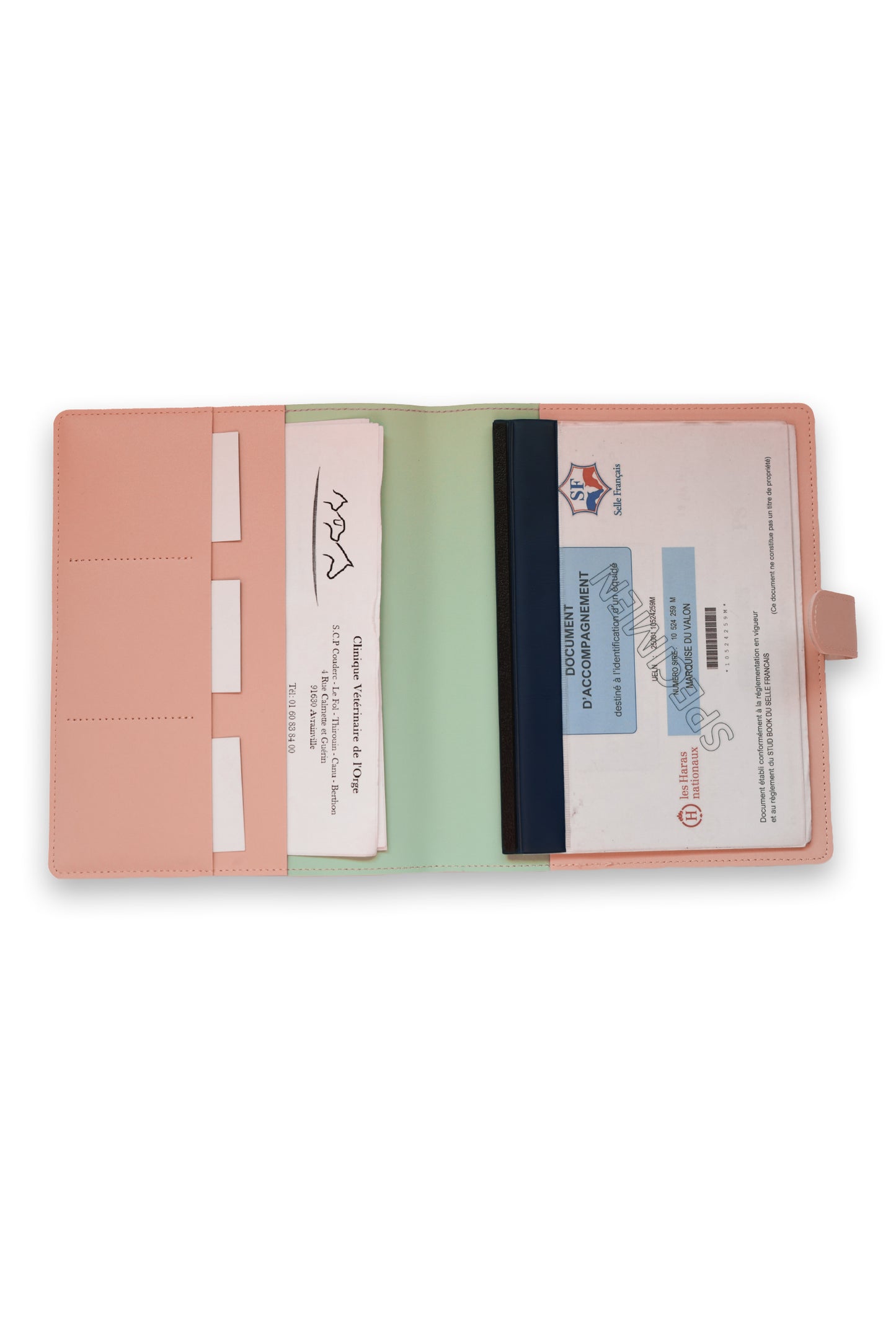 Protège carnet cheval Rose à personnaliser
