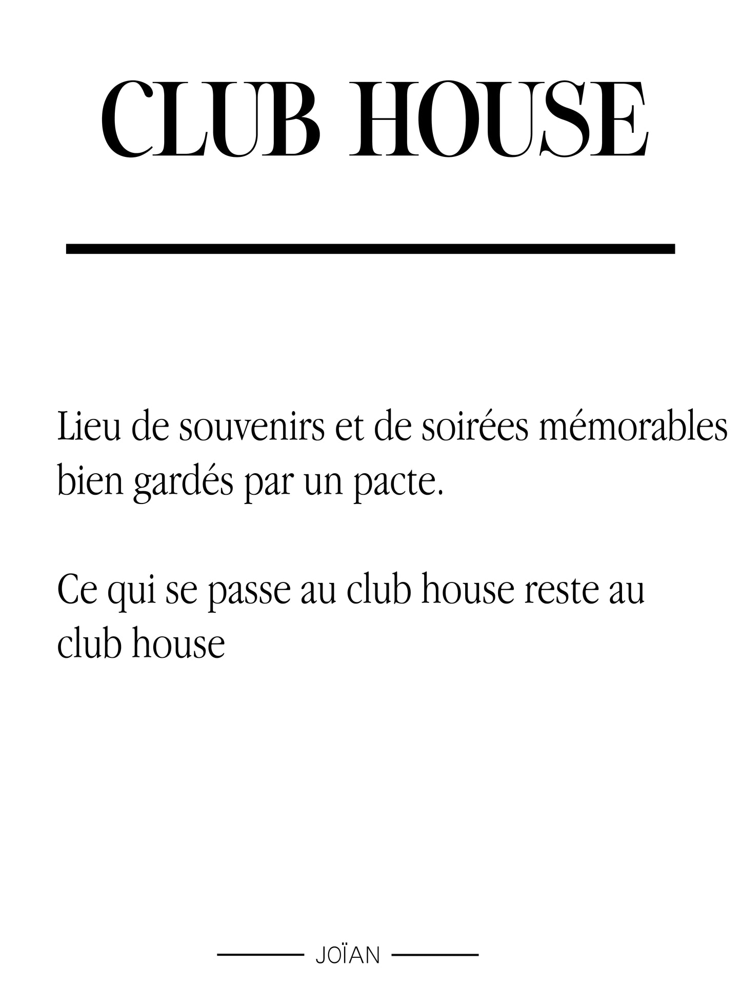 Affiche définition Club house 30x40cm