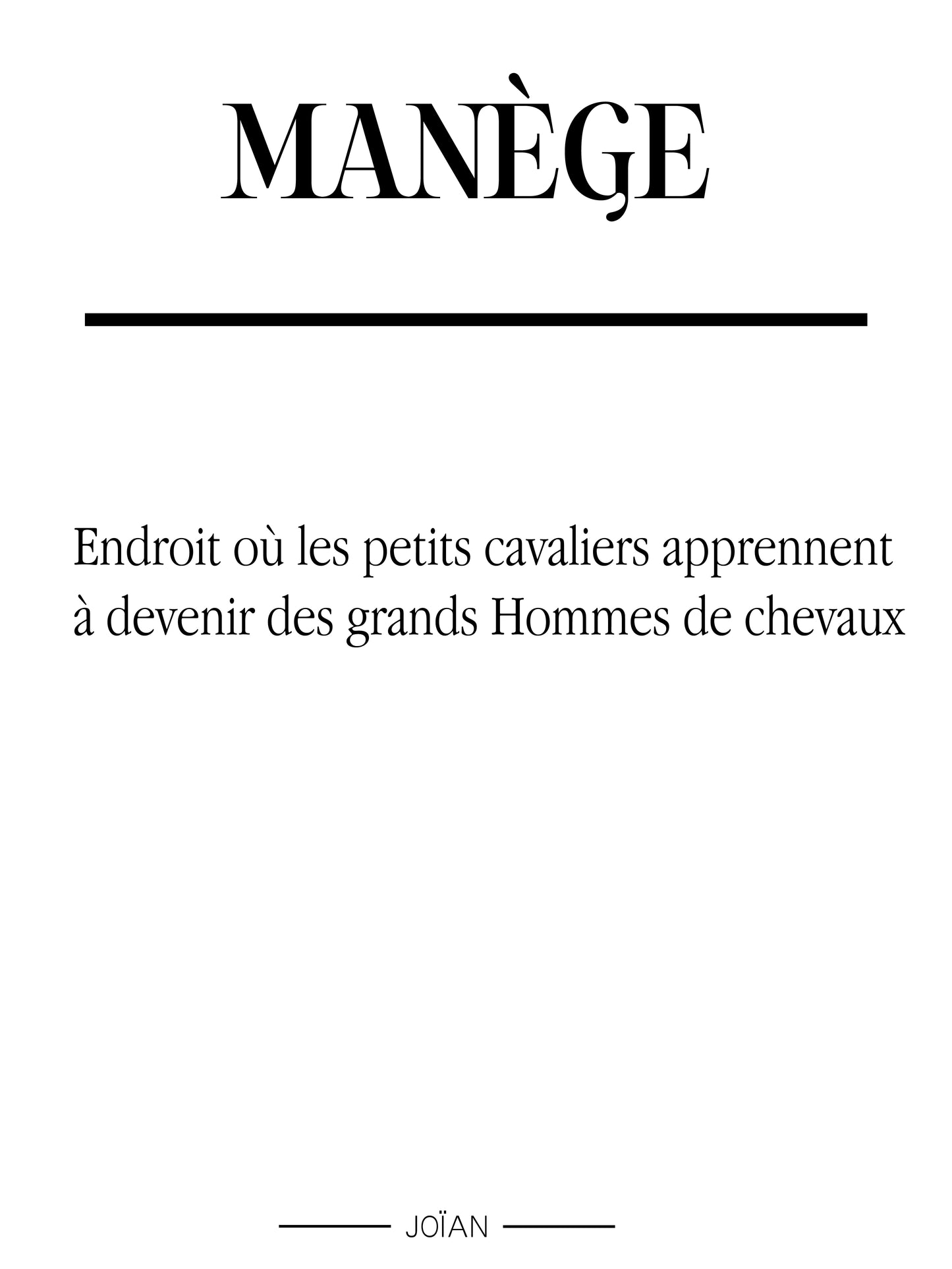 Affiche définition Manège 30x40cm