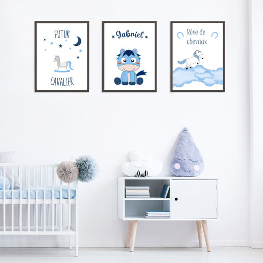 Lot 3 tableaux bleu