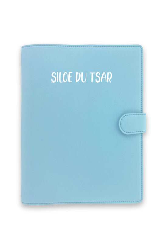 Protège carnet cheval Bleu ciel à personnaliser