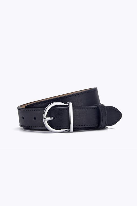 Ceinture cuir noire et argentée