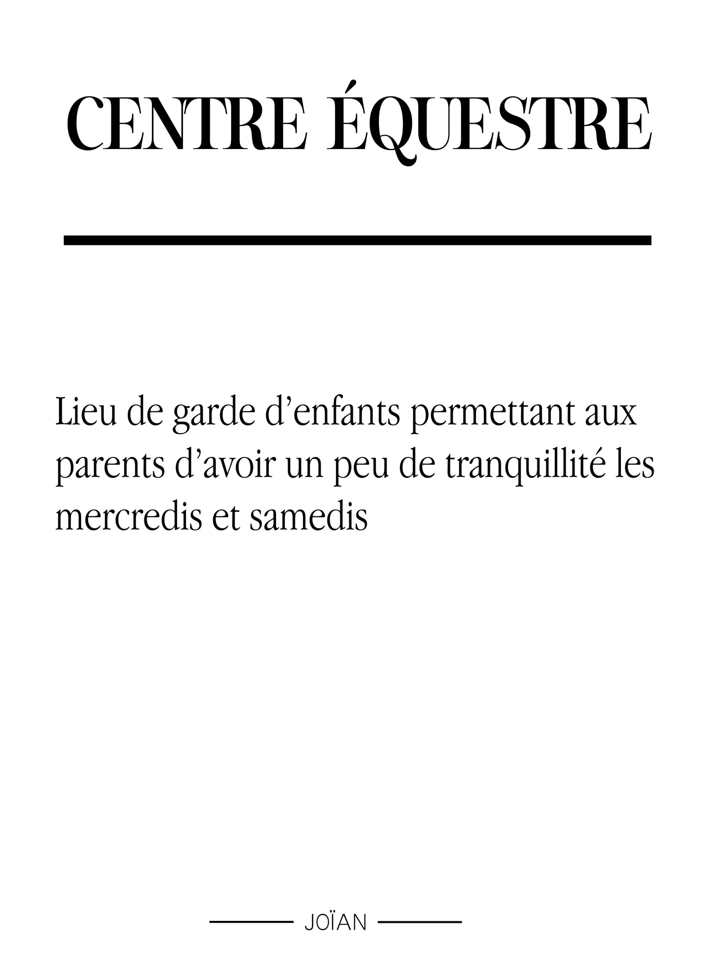 Affiche définition Centre équestre 30x40cm